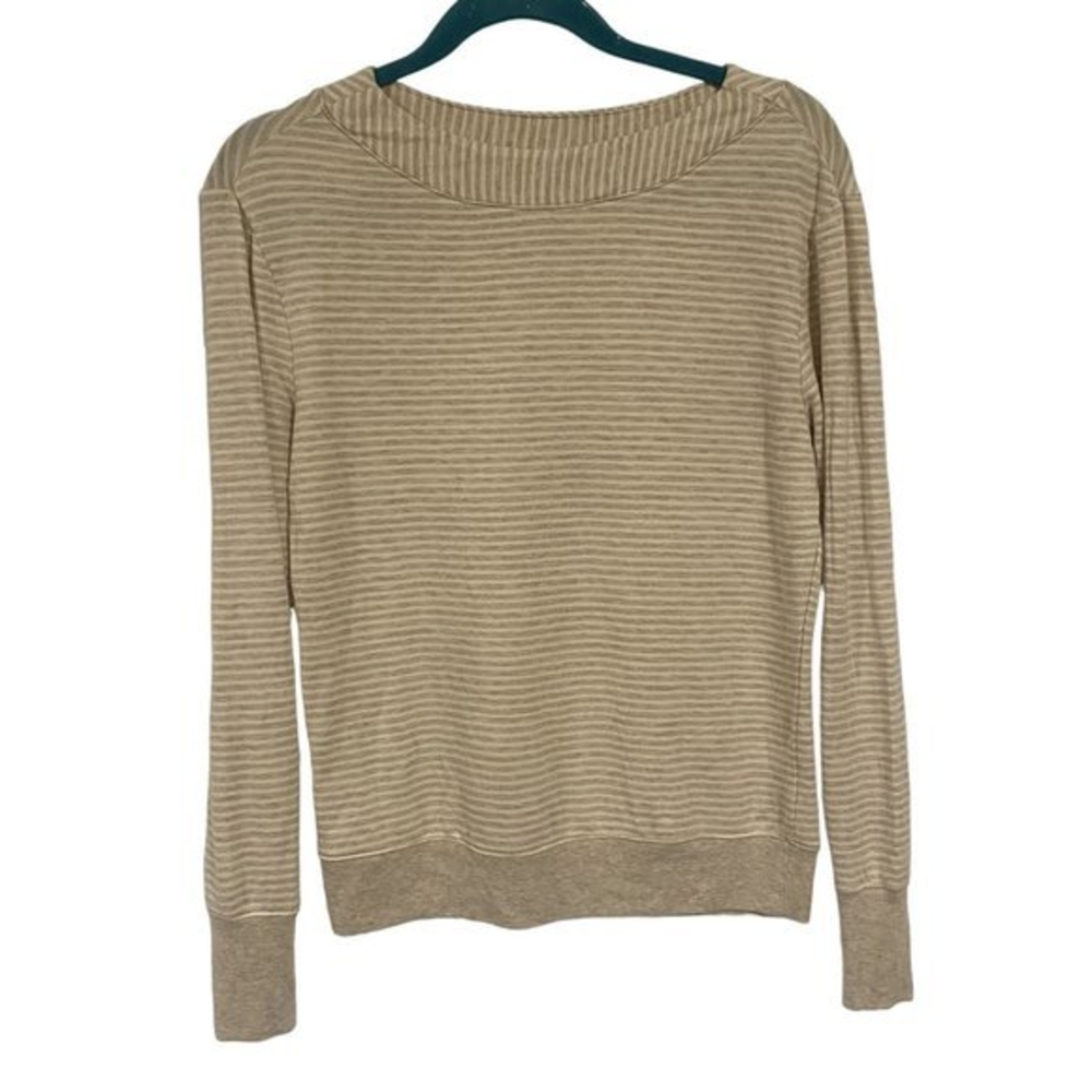 Athleta Studio‎ Striped Boatneck Sweater Tan Size XS